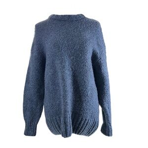 Urban Outfitters Women Heather Blue Knit Sweater Sz S Oversized Slouchy Crew